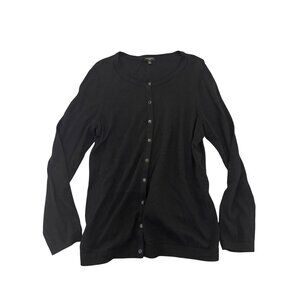 Talbots Womens Black Button-Up Cardigan Sweater IX Quiet Luxury Career